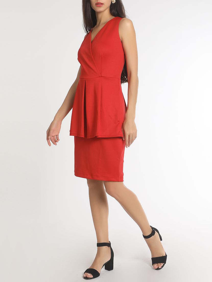 red pleated layered dress - 14418166 - Zoom Image - 2
