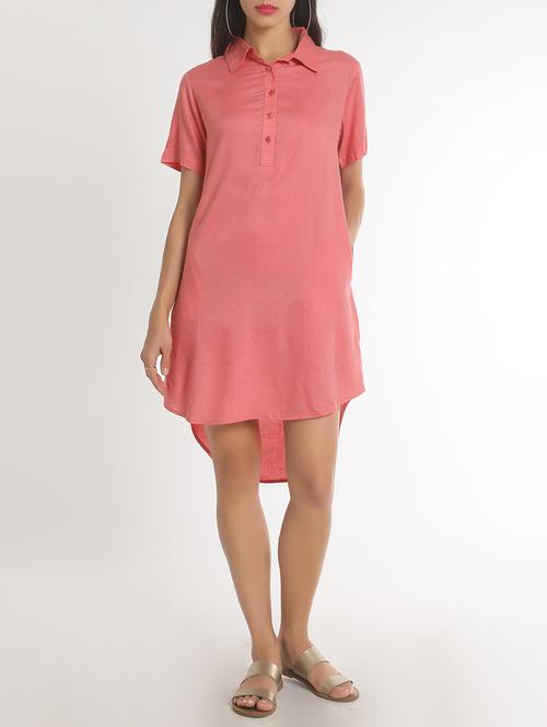 pink solid high low dress - 14418183 - Very Small Image - 1