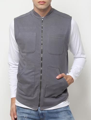 grey cotton casual jacket - 14418358 - Very Small Image - 1