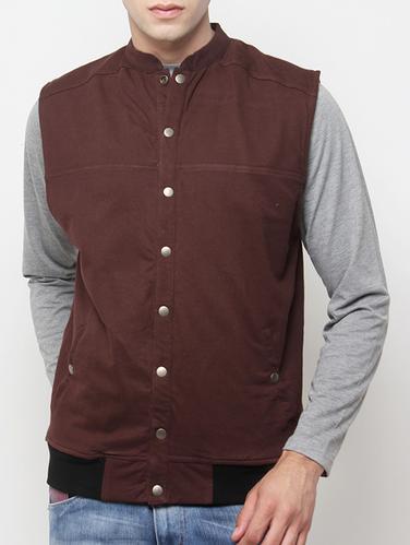 brown cotton casual jacket - 14418373 - Very Small Image - 1