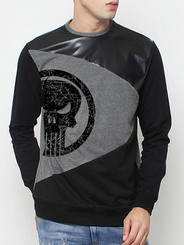 black cotton chest print sweatshirt - 14418420 - Very Small Image - 1