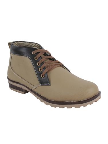 beige leatherette lace up boot - 14418501 - Very Small Image - 1