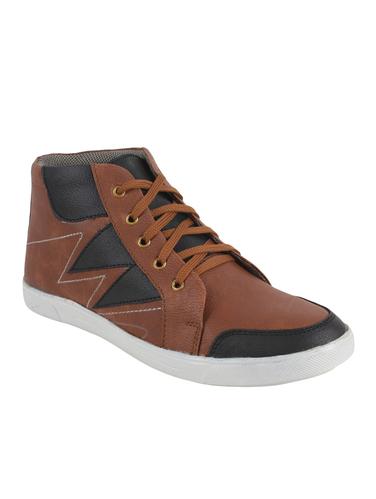 brown leatherette lace up sneaker - 14418531 - Very Small Image - 1