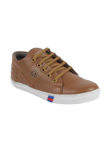 brown leatherette lace up sneaker - 14418711 - Very Small Image - 1