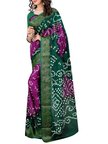 multi colored art silk bandhani saree with blouse - 14419119 - Very Small Image - 1