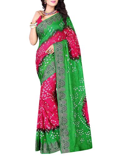 multi colored art silk bandhani saree with blouse - 14419125 - Very Small Image - 1