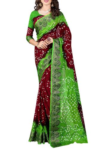 multi colored art silk bandhani saree with blouse - 14419126 - Very Small Image - 1
