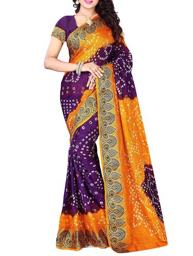 multi colored art silk bandhani saree with blouse - 14419128 - Very Small Image - 1
