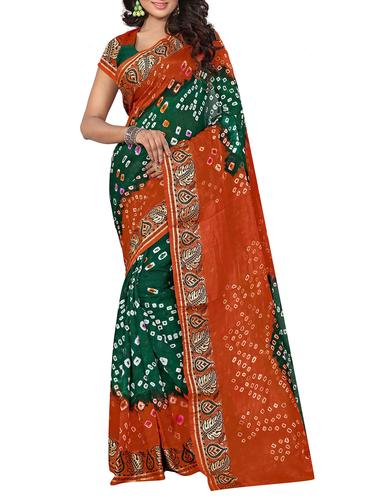 multi colored art silk bandhani saree with blouse - 14419138 - Very Small Image - 1