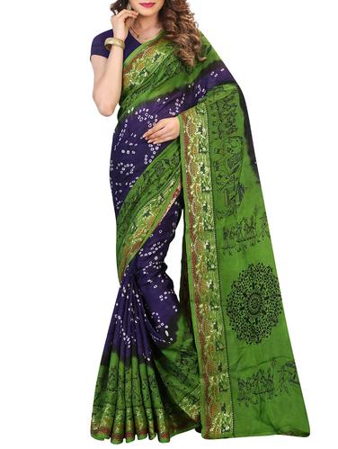 multi colored art silk bandhani saree with blouse - 14419141 - Very Small Image - 1