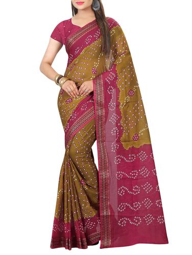 multi colored art silk bandhani saree with blouse - 14419148 - Very Small Image - 1