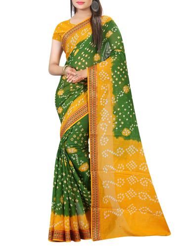 multi colored art silk bandhani saree with blouse - 14419149 - Very Small Image - 1