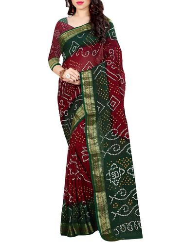 multi colored art silk bandhani saree with blouse - 14419161 - Very Small Image - 1
