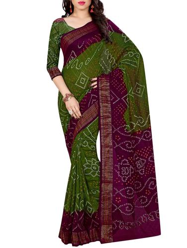 multi colored art silk bandhani saree with blouse - 14419168 - Very Small Image - 1