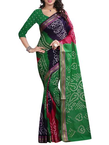 multi colored art silk bandhani saree with blouse - 14419172 - Very Small Image - 1