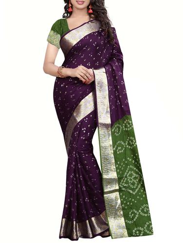 multi colored art silk bandhani saree with blouse - 14419176 - Very Small Image - 1