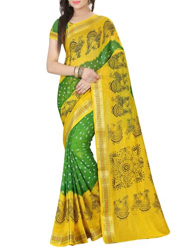 multi colored art silk bandhani saree with blouse - 14419179 - Very Small Image - 1