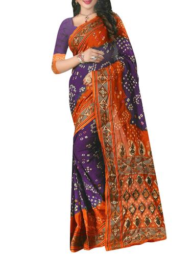 multi colored art silk bandhani saree with blouse - 14419187 - Very Small Image - 1