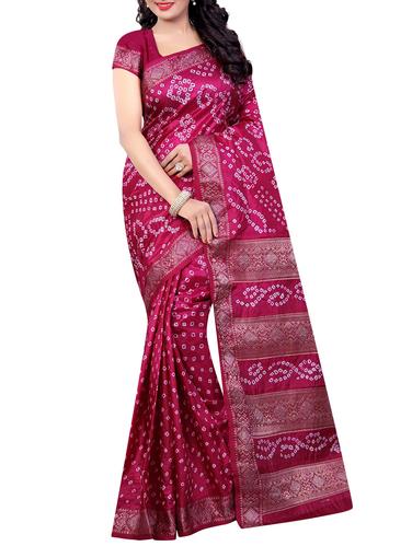 multi colored art silk bandhani saree with blouse - 14419192 - Very Small Image - 1