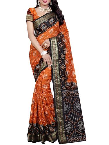 multi colored art silk bandhani saree with blouse - 14419211 - Very Small Image - 1