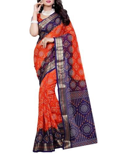 multi colored art silk bandhani saree with blouse - 14419214 - Very Small Image - 1