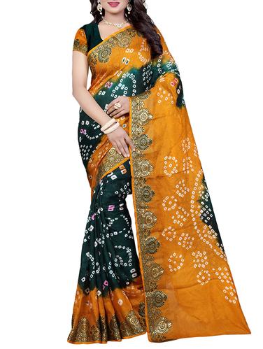 multi colored art silk bandhani saree with blouse - 14419215 - Very Small Image - 1
