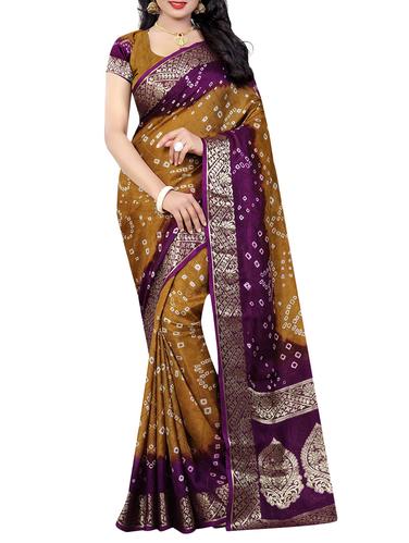 multi colored art silk bandhani saree with blouse - 14419229 - Very Small Image - 1