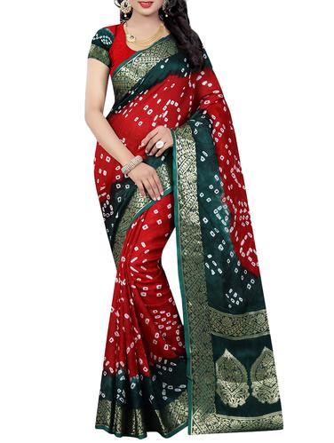 multi colored art silk bandhani saree with blouse - 14419230 - Very Small Image - 1