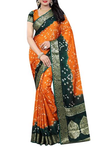 multi colored art silk bandhani saree with blouse - 14419231 - Very Small Image - 1