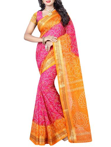 multi colored art silk bandhani saree with blouse - 14419235 - Very Small Image - 1