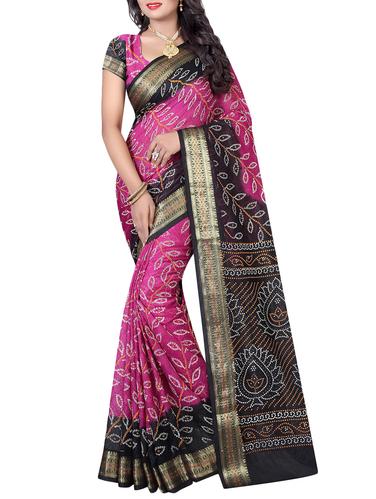 multi colored art silk bandhani saree with blouse - 14419237 - Very Small Image - 1