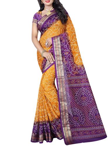 multi colored art silk bandhani saree with blouse - 14419240 - Very Small Image - 1