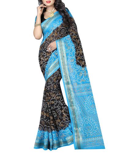 multi colored art silk bandhani saree with blouse - 14419243 - Very Small Image - 1