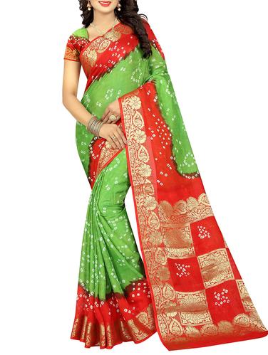 multi colored art silk bandhani saree with blouse - 14419245 - Very Small Image - 1