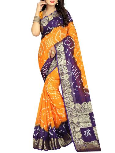 multi colored art silk bandhani saree with blouse - 14419248 - Very Small Image - 1