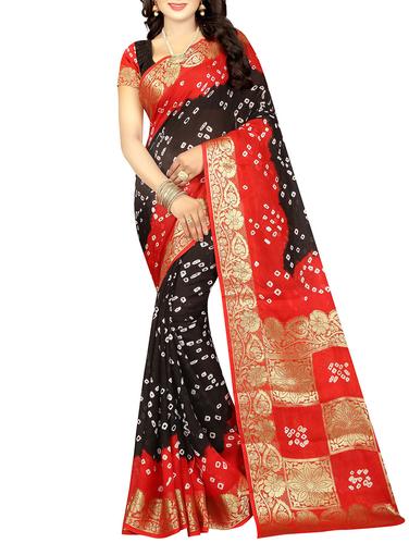 multi colored art silk bandhani saree with blouse - 14419252 - Very Small Image - 1