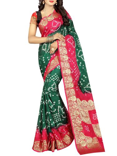 multi colored art silk bandhani saree with blouse - 14419253 - Very Small Image - 1
