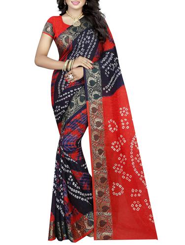 multi colored art silk bandhani saree with blouse - 14419255 - Very Small Image - 1