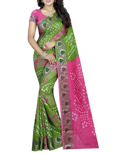 multi colored art silk bandhani saree with blouse - 14419256 - Very Small Image - 1