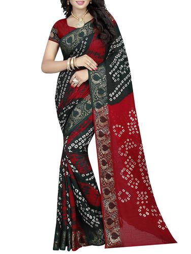 multi colored art silk bandhani saree with blouse - 14419257 - Very Small Image - 1
