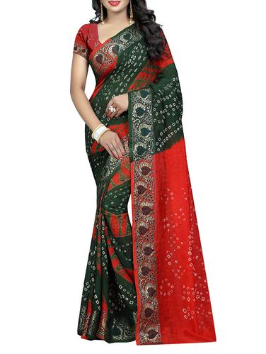 multi colored art silk bandhani saree with blouse - 14419259 - Very Small Image - 1