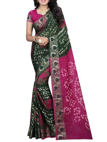 multi colored art silk bandhani saree with blouse - 14419262 - Very Small Image - 1
