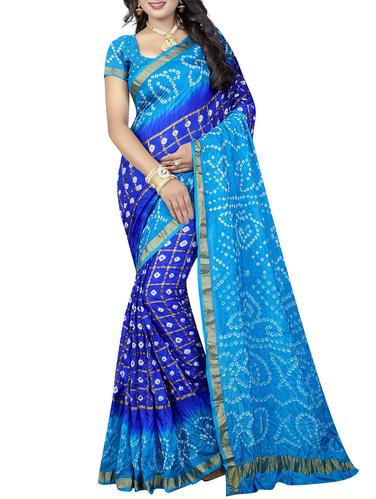multi colored art silk bandhani saree with blouse - 14419264 - Very Small Image - 1