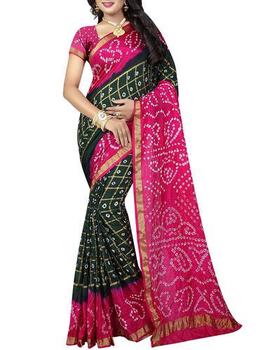 multi colored art silk bandhani saree with blouse - 14419267 - Very Small Image - 1