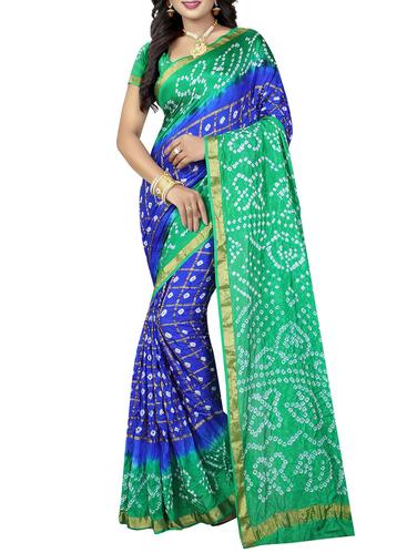 multi colored art silk bandhani saree with blouse - 14419268 - Very Small Image - 1