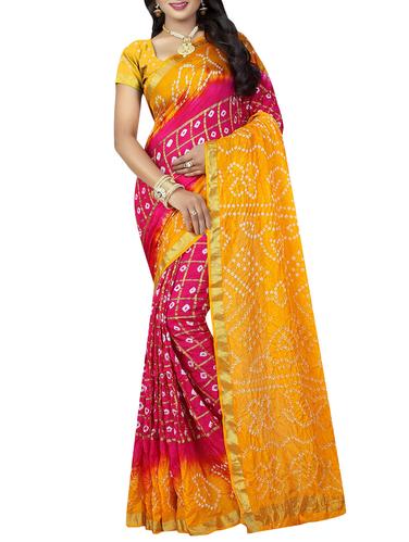 multi colored art silk bandhani saree with blouse - 14419270 - Very Small Image - 1