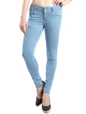 light blue solid denim jeans - 14419329 - Standard Image - 1