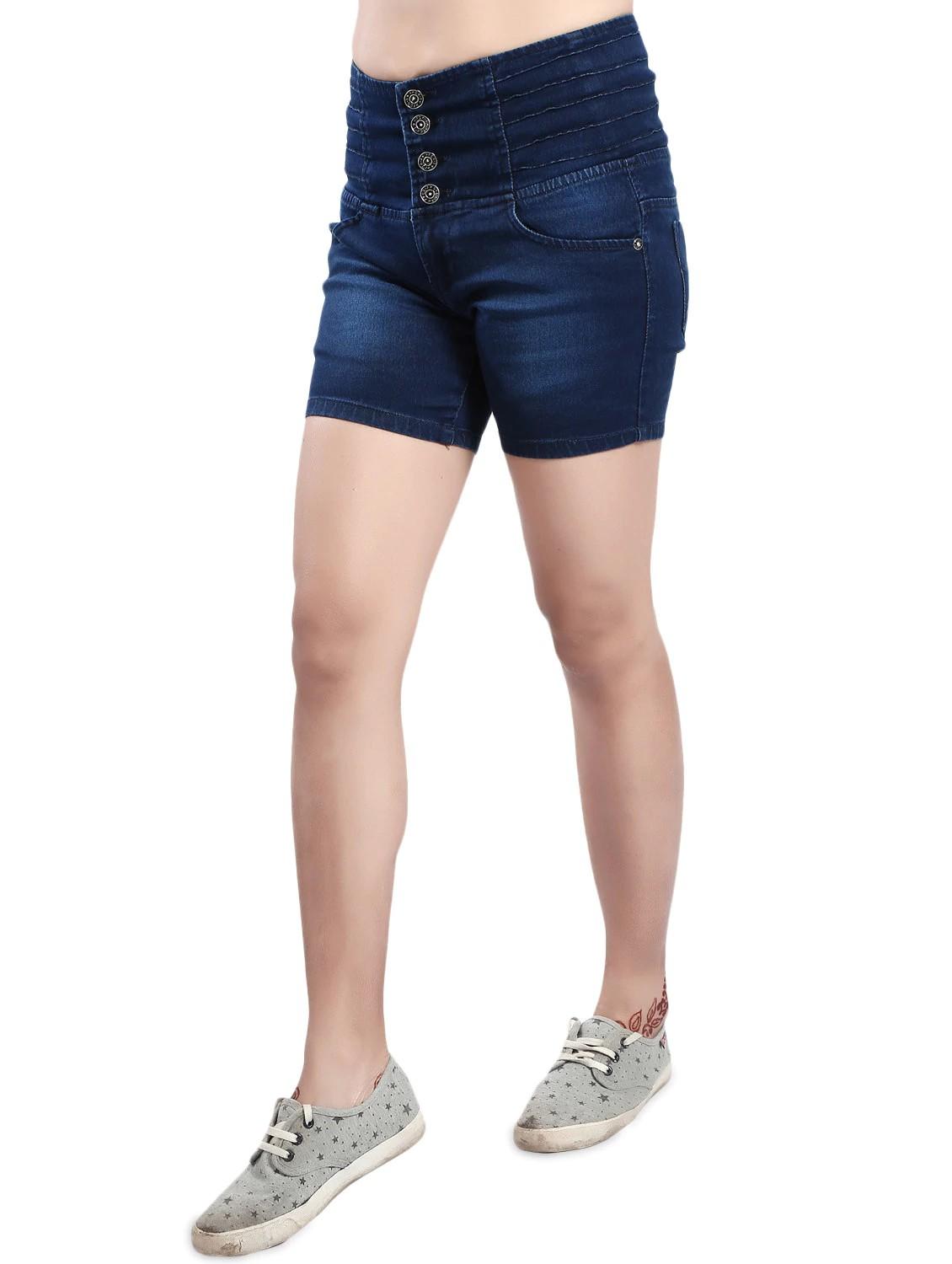 mid rise washed denim shorts - 14419361 - Zoom Image - 2