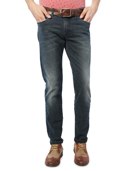 navy blue cotton washed jeans - 14419384 - Standard Image - 1