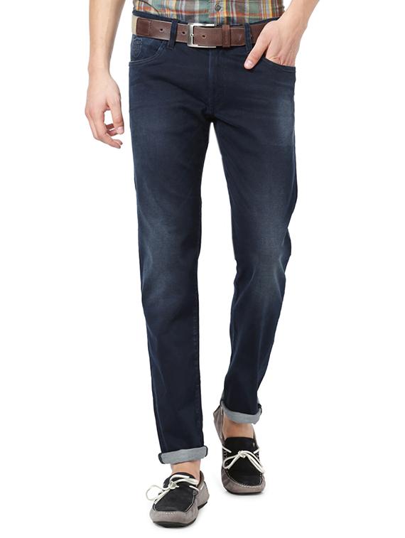 navy blue cotton washed jeans - 14419385 - Zoom Image - 1